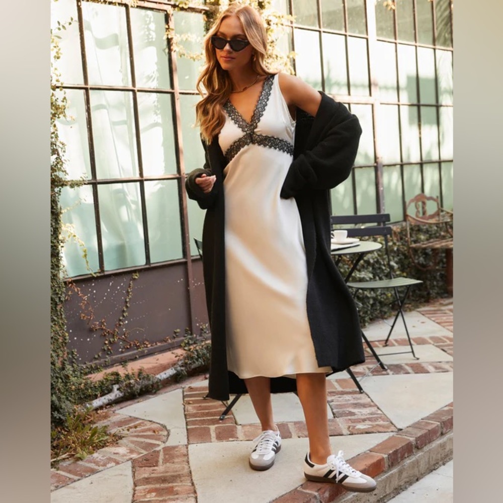 Black and White Women's Satin Slipdress